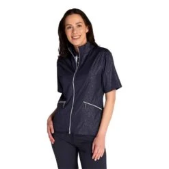 Green Lamb Ladies Kea Half Sleeve Jacquard Windbreaker Navy   -Women's Golf Fashion - Green Lamb 41271 2