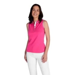 Green Lamb Ladies Kathleen Sleeveless Club Polo Magenta   -Women's Golf Fashion - Green Lamb 41276 2