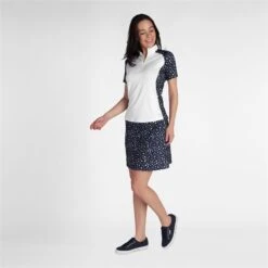 Green Lamb Ladies Katie Zip Neck Printed Polo White/Night Sky   -Women's Golf Fashion - Green Lamb 41278 2
