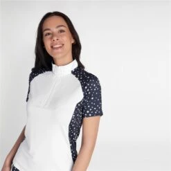 Green Lamb Ladies Katie Zip Neck Printed Polo White/Night Sky   -Women's Golf Fashion - Green Lamb 41278 3