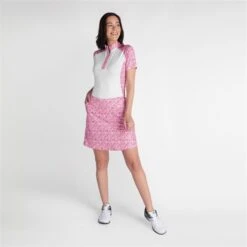 Green Lamb Ladies Katie Zip Neck Printed Polo White/Swirl   -Women's Golf Fashion - Green Lamb 41279 2