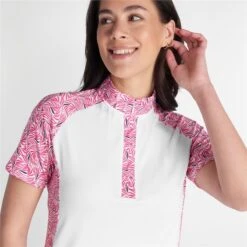 Green Lamb Ladies Katie Zip Neck Printed Polo White/Swirl   -Women's Golf Fashion - Green Lamb 41279 3