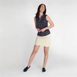 Green Lamb Ladies Katrianna Sleeveless Silver Foil Polo Navy   -Women's Golf Fashion - Green Lamb 41281 2