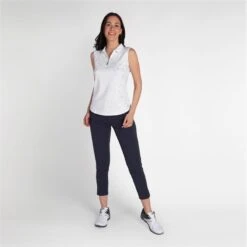 Green Lamb Ladies Katrianna Sleeveless Silver Foil Polo White   -Women's Golf Fashion - Green Lamb 41282 2