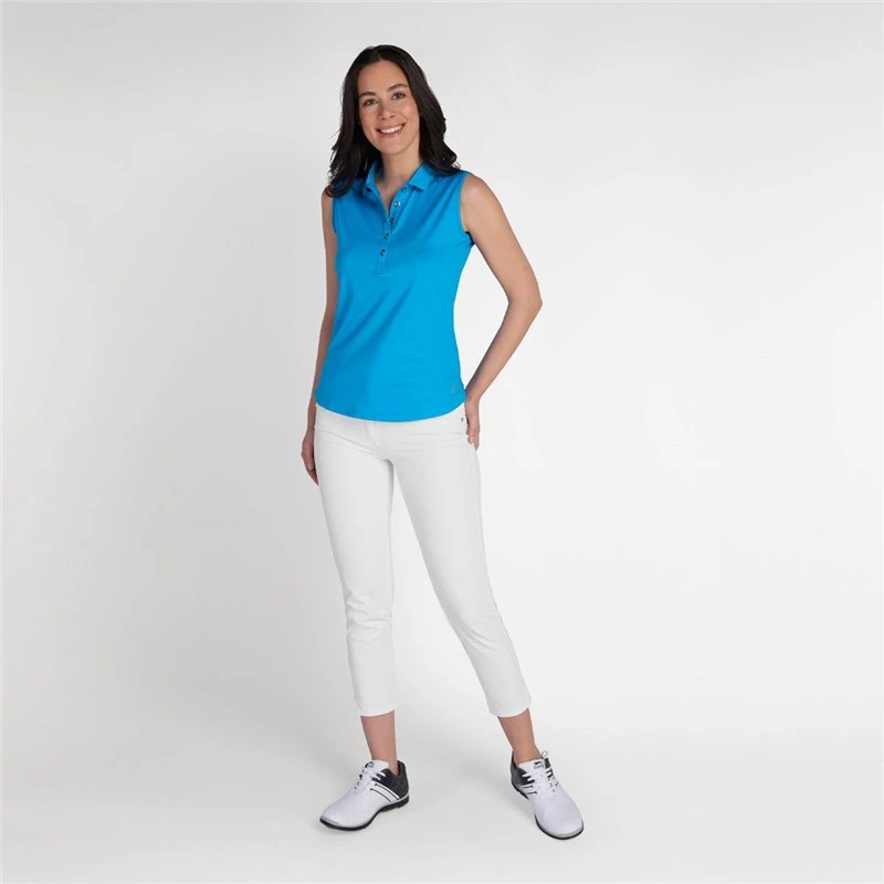 Green Lamb Ladies Kaydee Sleeveless Ripple Polo Cobalt 3 Green Lamb Ladies Kaydee Sleeveless Ripple Polo Cobalt - Image 3