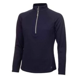 Green Lamb Ladies Essie Raglan Long Sleeved Zip Neck Top Navy  