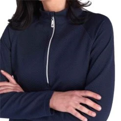 Green Lamb Ladies Essie Raglan Long Sleeved Zip Neck Top Navy   -Women's Golf Fashion - Green Lamb 41286 4