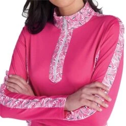 Green Lamb Ladies Kaz Long Sleeve Raglan Print Zip Neck Top Magenta Swirl   -Women's Golf Fashion - Green Lamb 41288 5