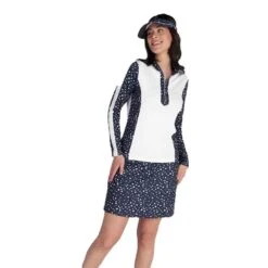 Green Lamb Ladies Kaz Long Sleeve Raglan Print Zip Neck Top White Nightsky   -Women's Golf Fashion - Green Lamb 41289 2