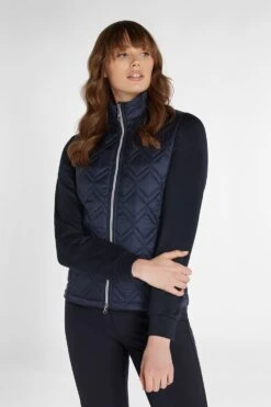 Green Lamb Gerry Quilted Ladies Jacket With Stretch Side Navy  