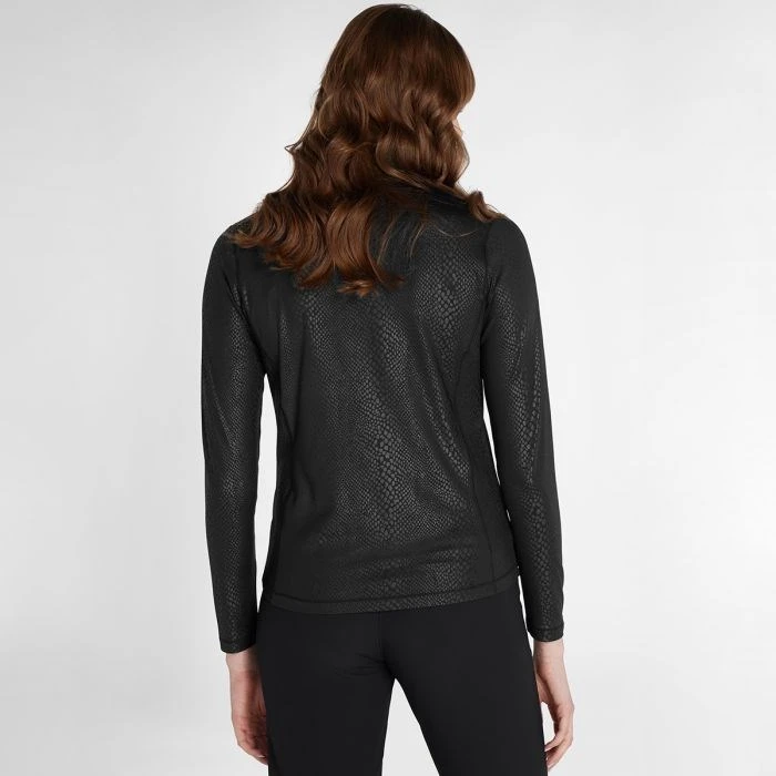Green Lamb Kennedy Snakeskin Zip Neck Ladies Top Black 3 Green Lamb Kennedy Snakeskin Zip Neck Ladies Top Black - Image 3