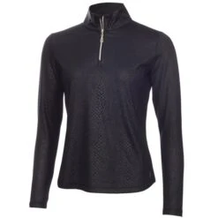 Green Lamb Kennedy Snakeskin Zip Neck Ladies Top Black  
