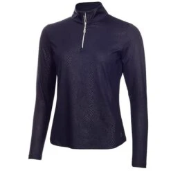 Green Lamb Kennedy Snakeskin Zip Neck Ladies Top Navy  