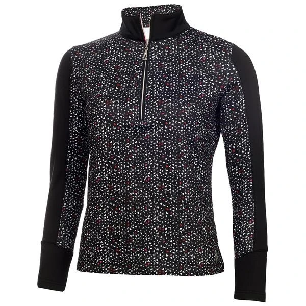 Green Lamb Khole Printed Zip Neck Ladies Top Petal Black 1 Green Lamb Khole Printed Zip Neck Ladies Top Petal Black