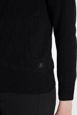 Green Lamb Kim Lined Ladies Cardigan With Textured Front Black   -Women's Golf Fashion - Green Lamb 42283 2