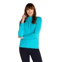 Green Lamb Kristian Lined Zip Neck Ladies Sweater Scuba Blue   -Women's Golf Fashion - Green Lamb 42286 2