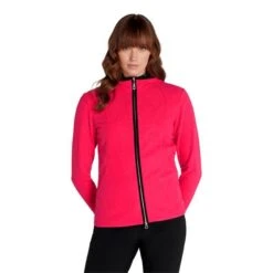 Green Lamb Megan Debossed Fleece Hooded Ladies Jacket Deep Pink   -Women's Golf Fashion - Green Lamb 42287 2