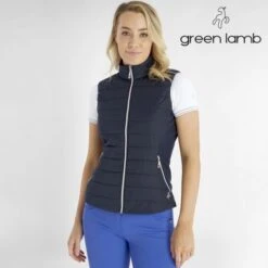 Green Lamb Maria Quilted Ladies Golf Gilet With Stretch Back Navy  