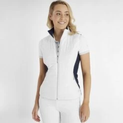 Green Lamb Maria Quilted Ladies Golf Gilet With Stretch Back White/Navy   -Women's Golf Fashion - Green Lamb 43306 3