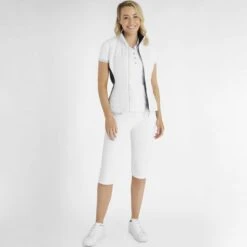 Green Lamb Maria Quilted Ladies Golf Gilet With Stretch Back White/Navy   -Women's Golf Fashion - Green Lamb 43306 4