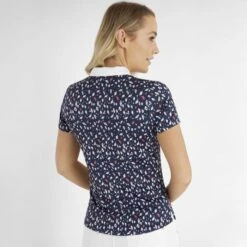 Green Lamb Melanie Printed Ladies Golf Polo Leaf Print   -Women's Golf Fashion - Green Lamb 43312 2