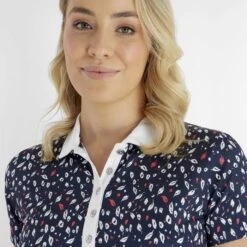 Green Lamb Melanie Printed Ladies Golf Polo Leaf Print   -Women's Golf Fashion - Green Lamb 43312 3