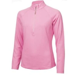 Green Lamb Molly Textured Zip Neck Ladies Golf Top Candy  