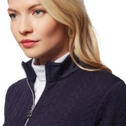 Ladies Kami Cable Full Zip Top Navy -Women's Golf Fashion - Green Lamb P AG20845GREENLAMBTOPNAVYLADIES 5 L