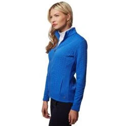 Ladies Kami Cable Full Zip Top Sky Blue -Women's Golf Fashion - Green Lamb P AG20845GREENLAMBTOPSKYBLUELADIES 3 L