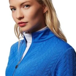 Ladies Kami Cable Full Zip Top Sky Blue -Women's Golf Fashion - Green Lamb P AG20845GREENLAMBTOPSKYBLUELADIES 5 L