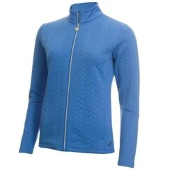 Ladies Kami Cable Full Zip Top Sky Blue