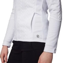Ladies Kami Cable Full Zip Top White -Women's Golf Fashion - Green Lamb P AG20845GREENLAMBTOPWHITELADIES 2 L