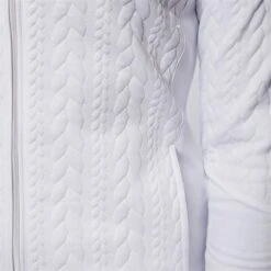 Ladies Kami Cable Full Zip Top White -Women's Golf Fashion - Green Lamb P AG20845GREENLAMBTOPWHITELADIES 4 L