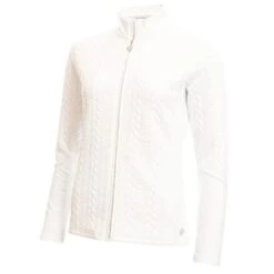 Ladies Kami Cable Full Zip Top White