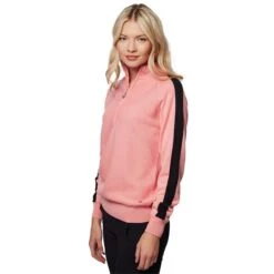 Ladies Gwen Wind ½ Zip Sweater Geranium Black -Women's Golf Fashion - Green Lamb P AG20848GREENLAMBSWEATERGERANIUMBLACKLADIES 4 L