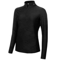 Ladies Giovanna Jacquard Zip Neck Top Black