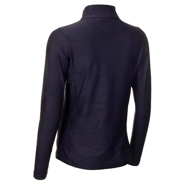 Ladies Giovanna Jacquard Zip Neck Top Navy 2 Ladies Giovanna Jacquard Zip Neck Top Navy - Image 2