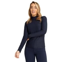 Ladies Giovanna Jacquard Zip Neck Top Navy 8 Ladies Giovanna Jacquard Zip Neck Top Navy -Women's Golf Fashion - Green Lamb P AG21891GREENLAMBTOPNAVYLADIES 2 L