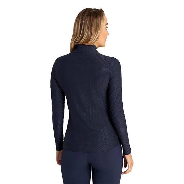 Ladies Giovanna Jacquard Zip Neck Top Navy 4 Ladies Giovanna Jacquard Zip Neck Top Navy - Image 4