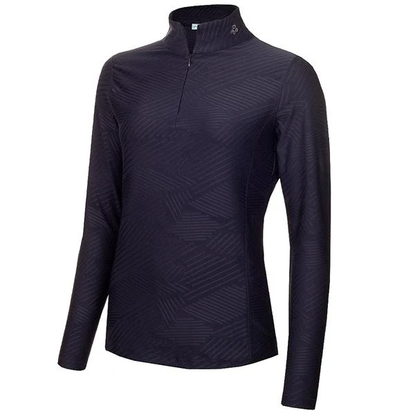 Ladies Giovanna Jacquard Zip Neck Top Navy 1 Ladies Giovanna Jacquard Zip Neck Top Navy