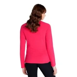 Ladies Gloria Waffle Zip Neck Top Deep Pink -Women's Golf Fashion - Green Lamb P AG21893GREENLAMBTOPDEEPPINKLADIES 3 L