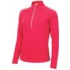 Ladies Gloria Waffle Zip Neck Top Deep Pink