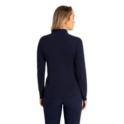 Ladies Gloria Waffle Zip Neck Top Navy -Women's Golf Fashion - Green Lamb P AG21893GREENLAMBTOPNAVYLADIES 3 L