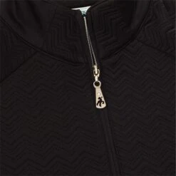 Glena Zigzag Full Zip Jacket Black -Women's Golf Fashion - Green Lamb P AG21895GREENLAMBJACKETBLACKLADIES 5 L