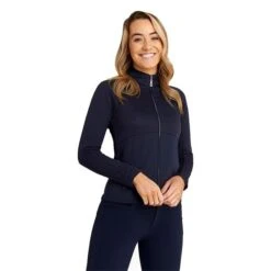 Ladies Glena Zigzag Full Zip Jacket Navy -Women's Golf Fashion - Green Lamb P AG21895GREENLAMBJACKETNAVYLADIES 4 L