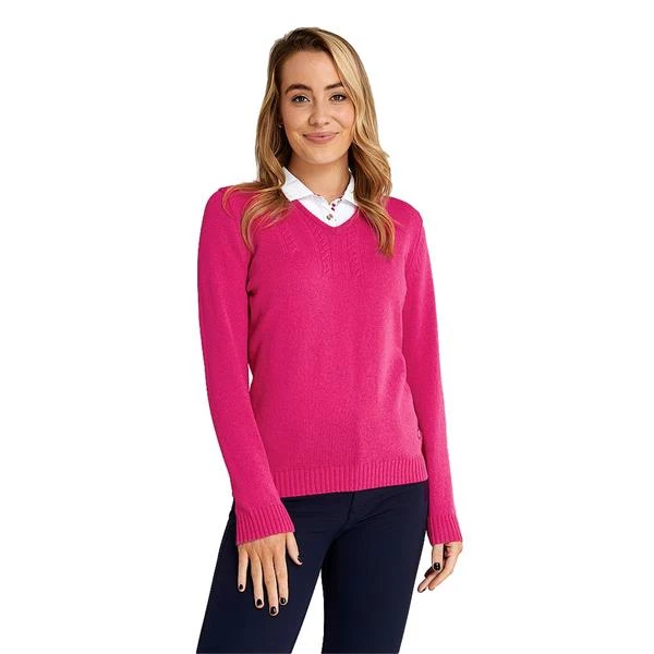 Gigi Superwool V-Neck Sweater Cerise 3 Gigi Superwool V-Neck Sweater Cerise - Image 3