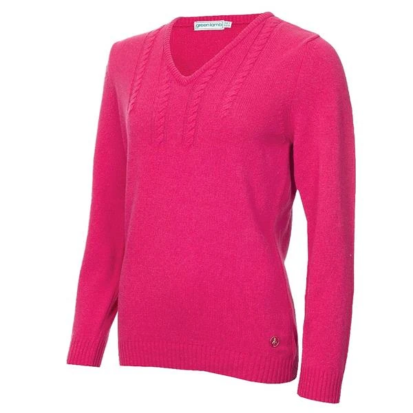 Gigi Superwool V-Neck Sweater Cerise 1 Gigi Superwool V-Neck Sweater Cerise