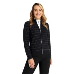 Ladies Ginny Lined Cardigan Black - Silver -Women's Golf Fashion - Green Lamb P AG21897GREENLAMBCARDIGANBLACKSILVERLADIES 2 L