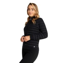 Ladies Ginny Lined Cardigan Black - Silver -Women's Golf Fashion - Green Lamb P AG21897GREENLAMBCARDIGANBLACKSILVERLADIES 4 L