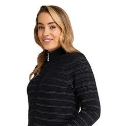 Ladies Ginny Lined Cardigan Black - Silver -Women's Golf Fashion - Green Lamb P AG21897GREENLAMBCARDIGANBLACKSILVERLADIES 5 L